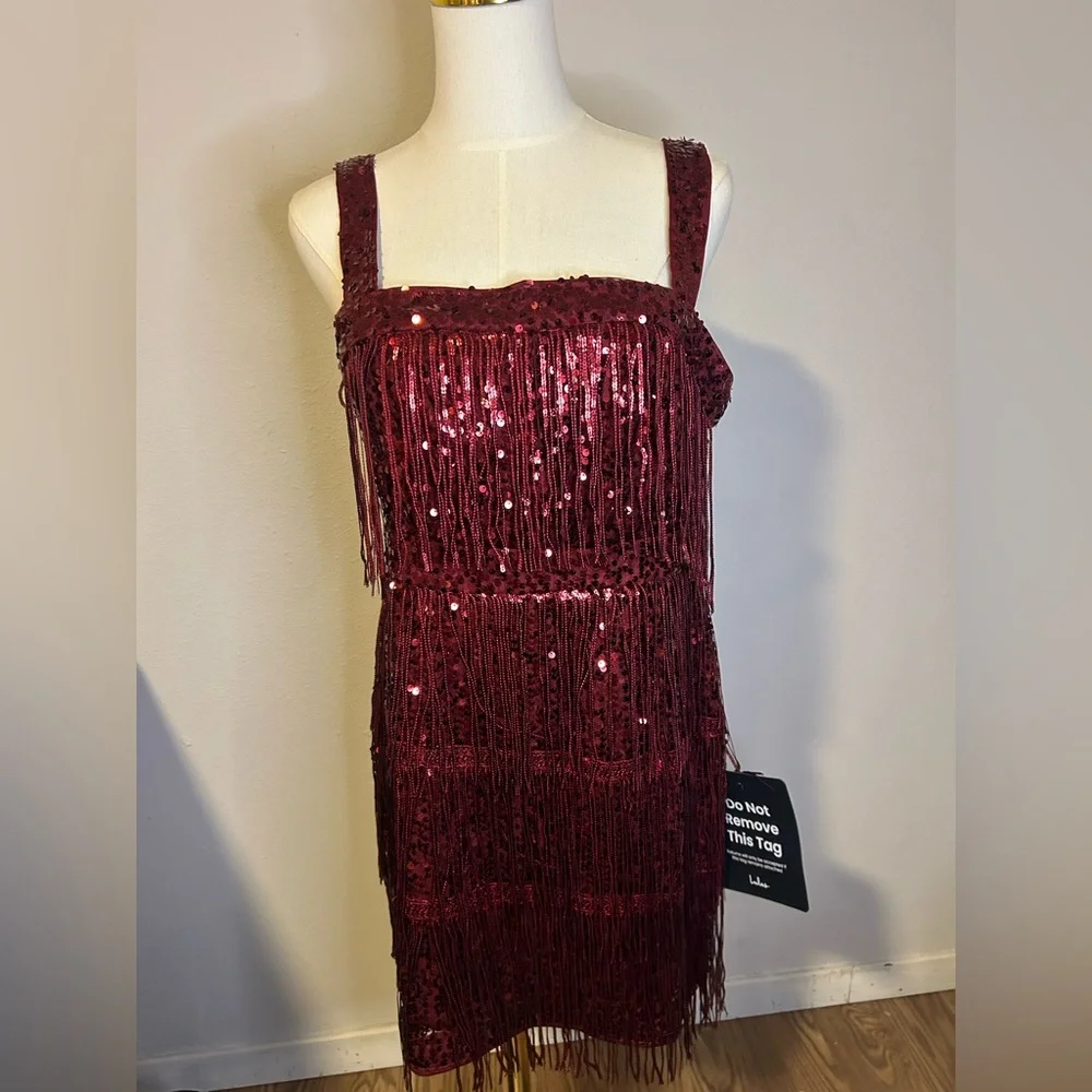 Lulu's Burgundy Dress with Deep Red Lining - Picture 7 of 11